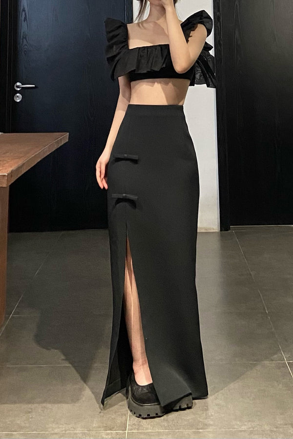 MING MA Side Split Pencil Skirt SS21-SK04-BKPA